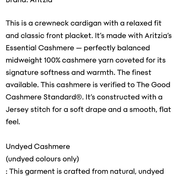 Aritzia Soft Yellow Cashmere  Cardigan nwt xs sold out online - Picture 2 of 4